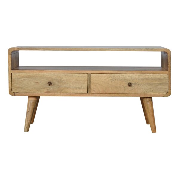 Homeroots 35in Oak Solid Wood Enclosed and Open Storage TV Stand 719183 - main