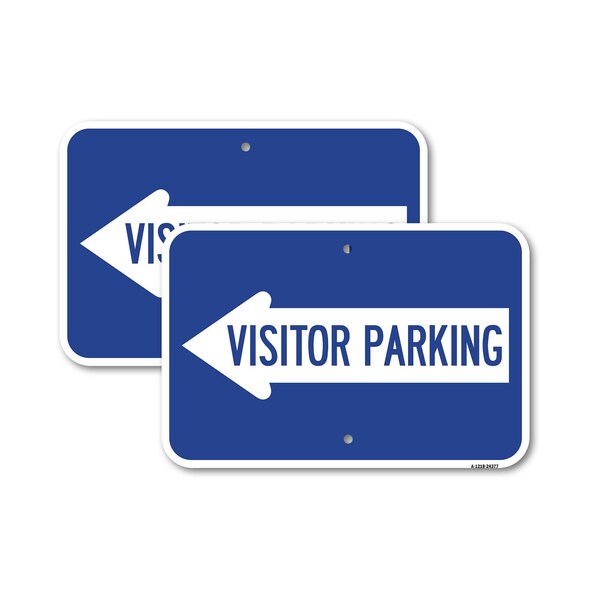 Signmission Visitor Parking With Left Arrow, 12'' X 18'' 2 Signs, Heavy Gauge Aluminum, 2PK A-1218-2PACK-24377 - main