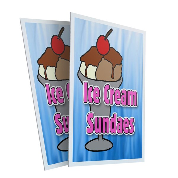 Signmission Ice Cream Sundaes, Plastic Signs Only 24 Inch x 36 Inch, Corrugated Plastic, 2PK CSB-2436-2PACK-Ice Cream Sundaes - main