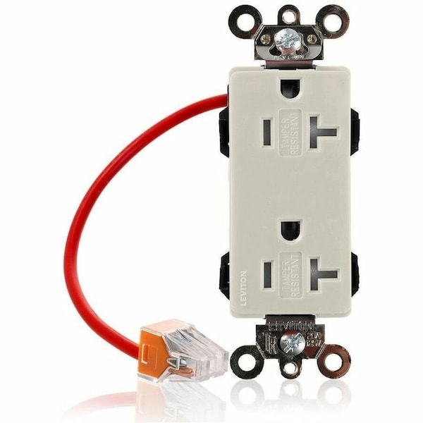 Leviton Straight Blade Receptacle, 5-20R, 20 A, 125V AC, Flush Mount, Self-Grounded MT163-SCT - main