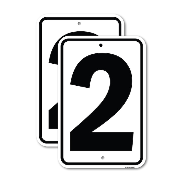 Signmission Sign with Number 2, 12'' X 18'' 2 Signs, Heavy Gauge Aluminum, 2PK A-1218-2PACK-22897 - main