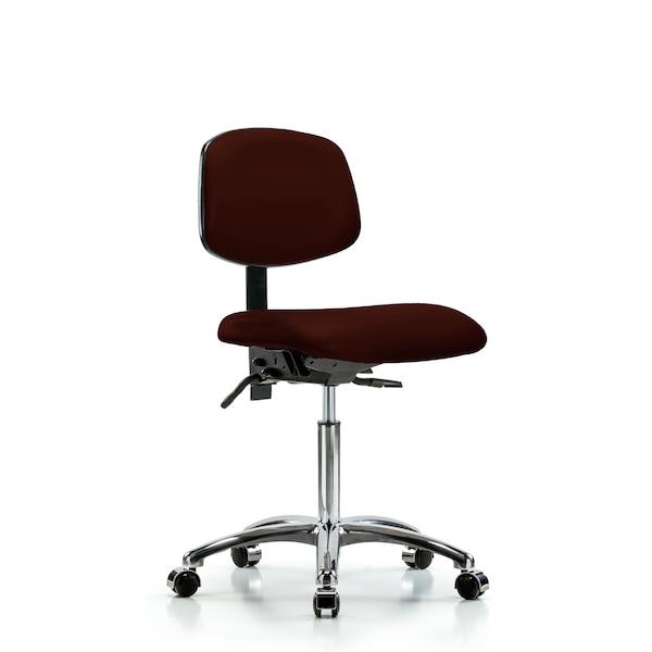 Blue Ridge Ergonomics Chair, Vin, Med Bench, Chr Tilt Cast, Burg, No Arms, 22" to 29" Height, Burgundy BR-VMBCH-CR-T1-A0-NF-CC-8569 - main