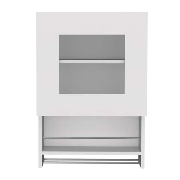 Homeroots 20in White Wood Wall Mounted China Cabinet With Single Door 520583 - main