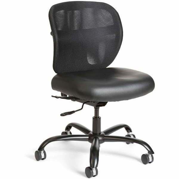 Safco Vue Task Chair, Black Seat, Black Back, 26 in W Seat: 20" L 37" H, No Arm, Vinyl Seat 3397BV - main