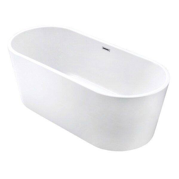 Kingston Brass 63" Acrylic Oval Double Ended Freestanding Tub with Drain, Glossy White VTOV633024 - main