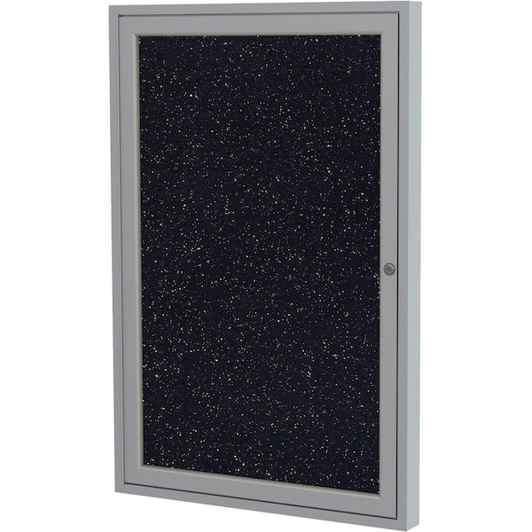 Ghent Ghent Enclosed Bulletin Board, 1 Door, 30"W x 36"H, Confetti Recycled Rubber/Silver Frame PA13630TR-CF - main