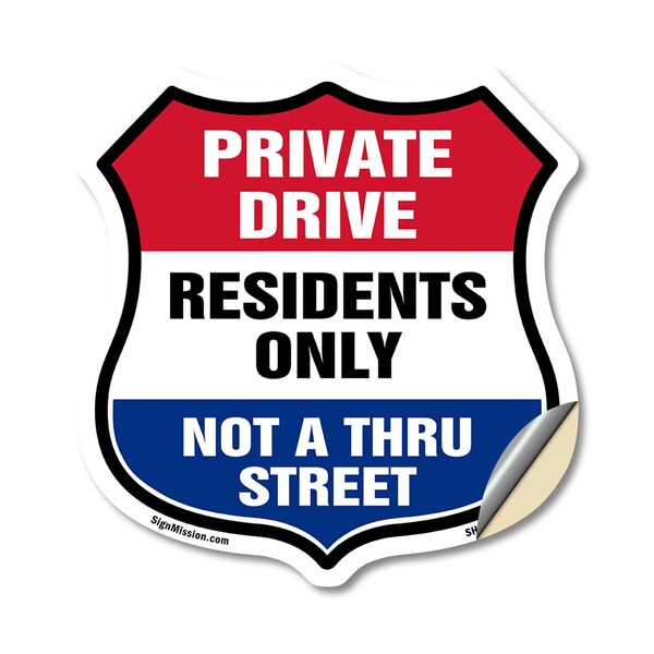 Signmission Private Driveway Shield Sign Private Dri, 12 Inch X 12 Inch, Vinyl Decal SHI-D-12-436 - main