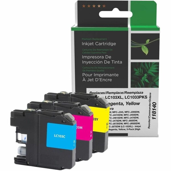 Clover Imaging Group Non-OEM New High Yield Cyan/Magenta/Yellow Ink Cartridges 118140 - main