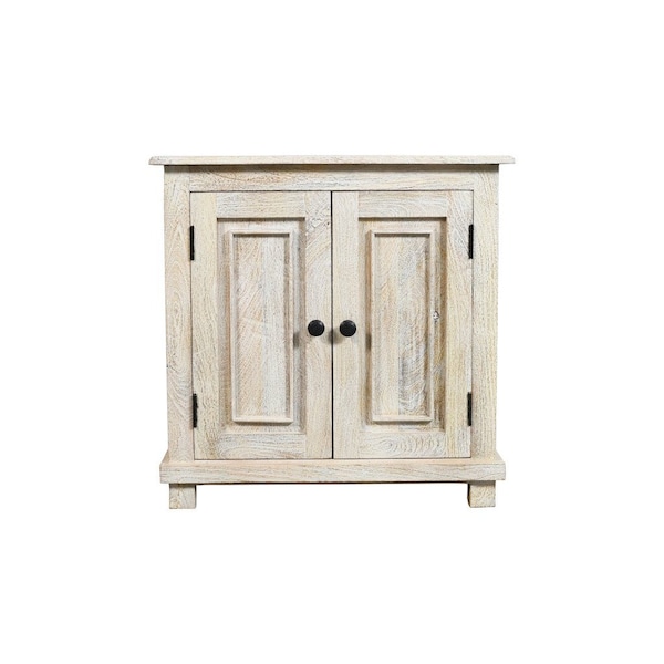 Homeroots 28" Distressed White Solid Wood Nightstand With Storage 555409 - main