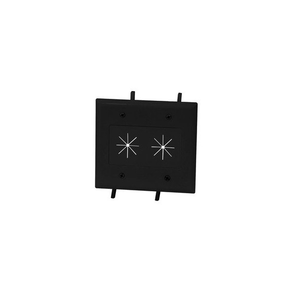 Cable Wholesale Easy Mount Series Dual Gang Cable Passthrough Wall Plate with Flexible Opening, Black 45-0015-BK - main