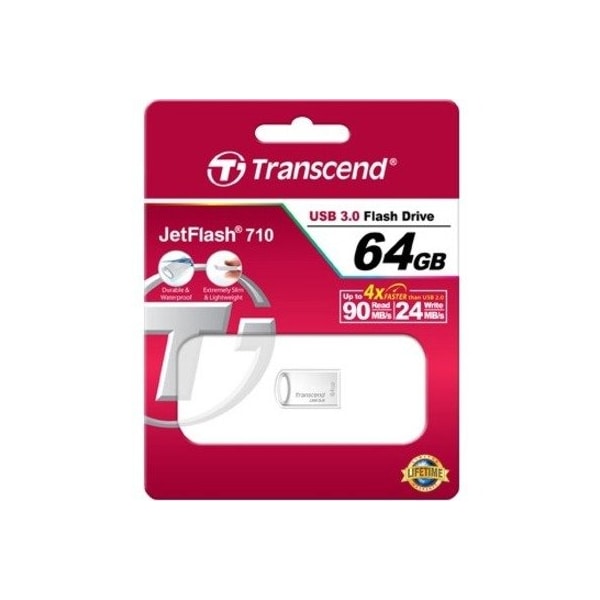 Transcend Information Transcend JetFlash 710 USB 3.0 Flash Drive - 64 GB - USB 3.0 - Silver TS64GJF710S - main