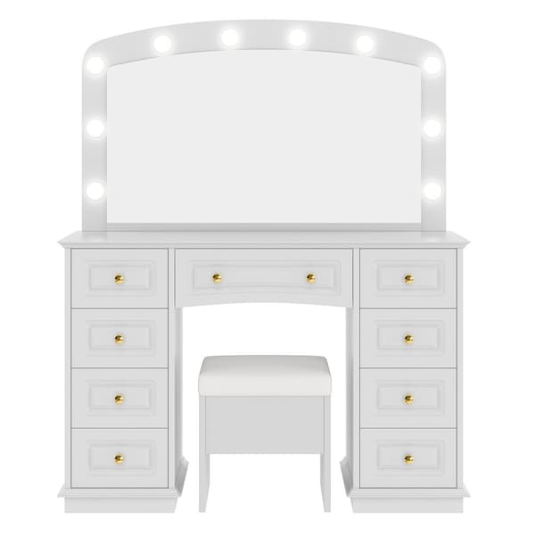 Homeroots 43" White Wood Lighted Mirrored Dresser 691722 - main