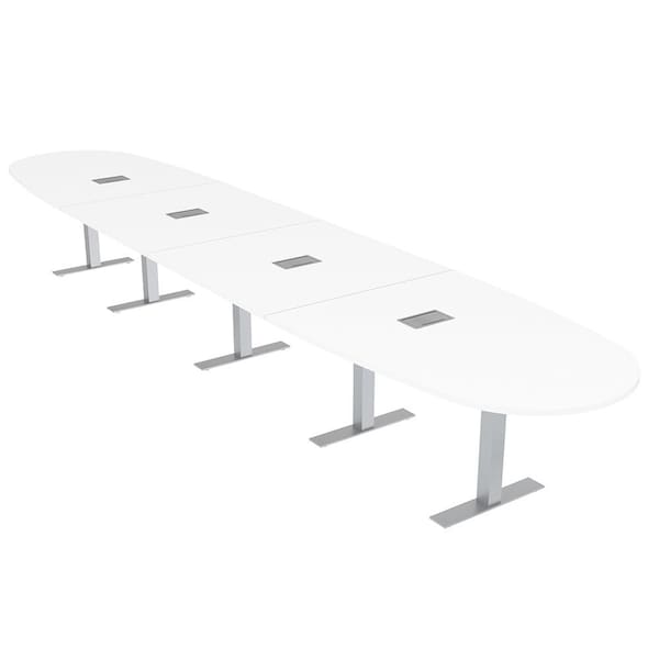 Skutchi Designs 18 Person Conference Table With Power Unit | 18' Boval Table | Harmony Series HAR-BOVL-48X216-T-W960-ESIL - main