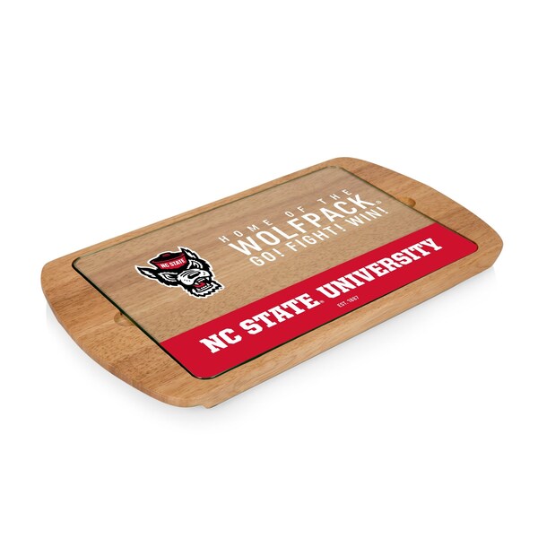 Picnic Time Family Of Brands NCAA NC State Wolfpack Billboard Glass Top Cheese Board - Charcuterie Boards, Parawood 911-01-505-424-0 - main