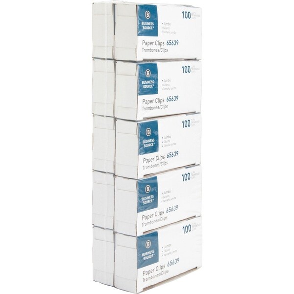 Business Source Paper Clip, Silver, Steel, PK10 BSN65639 - main