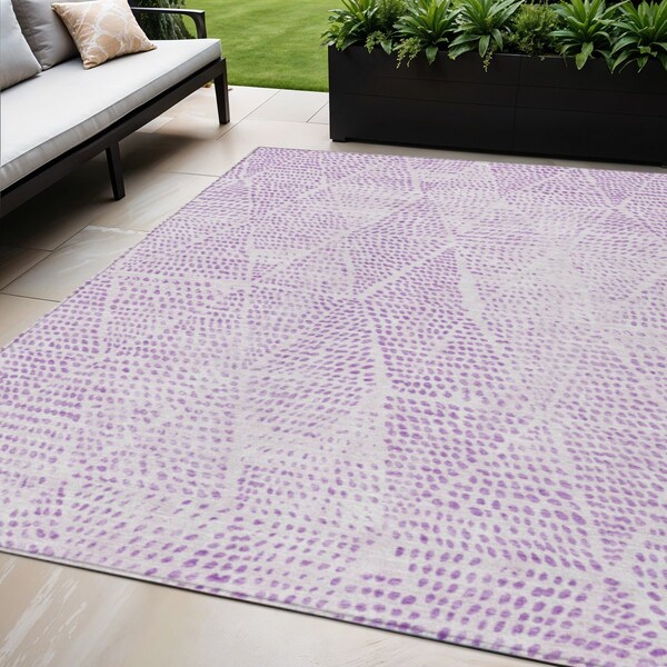 Homeroots 5' X 8' Purple And Ivory Geometric Washable Indoor Outdoor Area Rug 577584 - main