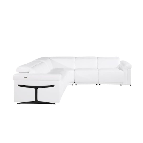 Homeroots White Italian Leather Modular L Shaped Five Piece Corner Sectional 534876 - main