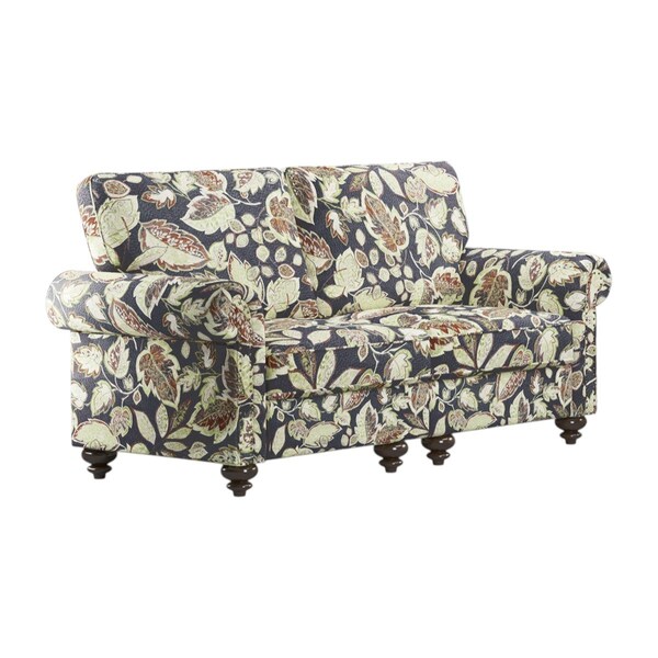 Homeroots 56in Sage Navy Blue And Brown Floral Loveseat 719783 - main