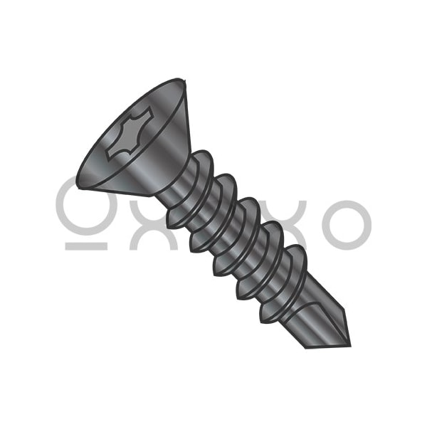 Oxoxo 8-18X1/2 Phillips Flat Self Drilling Screw Full Thread Black Oxide & Oil, 10000PK 402300 - main