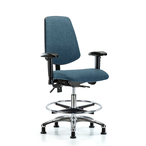 Blue Ridge Ergonomics Fab Med Bench Chair, Bk, CF, Glds, Blu, 6-Way Adjustable, 22" to 29" Height, Blue BR-FMBCH-MB-CR-T0-A1-CF-RG-F43 - main