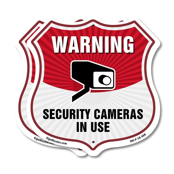 Signmission Video Surveillance Shield Sign Warning S, 18 inch X 18 inch, Plastic Sign, 2PK SHI-P-2PACK-18-468 - main