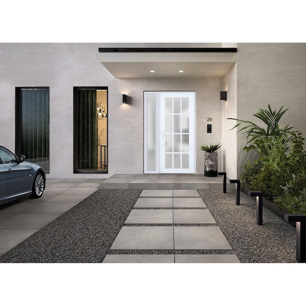 Vdomdoors Front Exterior Prehung FiberGlass Door Frosted Glass / Manux 8312 White Silk / Sidelight Exterior W MANUX8312EXD-WS-W36+12 x H80-RH - main