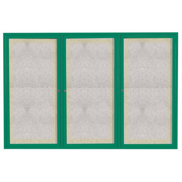 Aarco Outdoor Illuminated Enclosed Bulletin Board w/ Al Frame, Powder Coated Green, 48''Hx72''W ODCC4872-3RIG - main