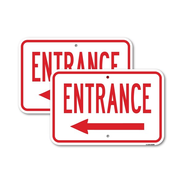Signmission Entrance With Left Arrow, 18'' X 24'' 2 Signs, Heavy Gauge Aluminum, 2PK A-1824-2PACK-25209 - main