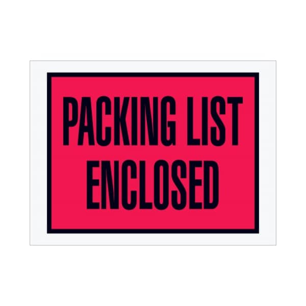 Zoro Select Packing List Envelopes, Red, PK1000 PL411 - main