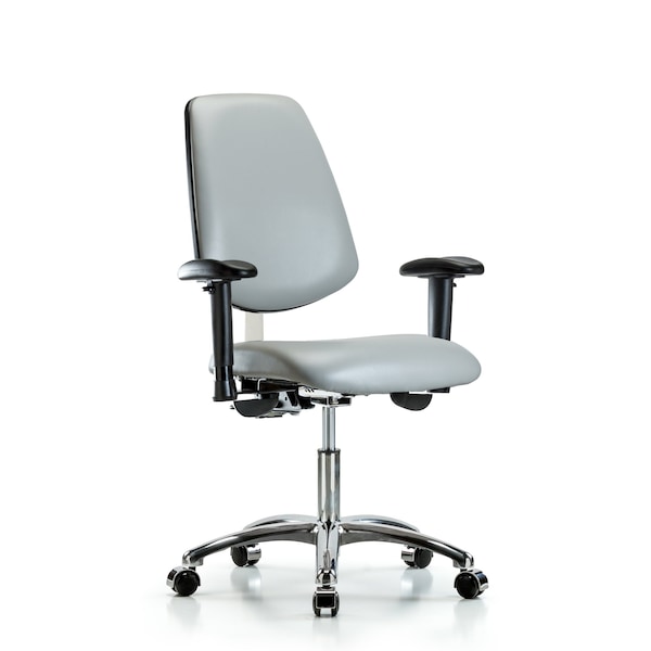 Blue Ridge Ergonomics Clean Room Chair Vin Desk Chair, Med, Bk, Cast, Dov, CL100, Adjustable Arms, 18" to 23" Height, Vinyl BR-NCR-VDHCH-MB-CR-T0-A1-CC-8567 - main