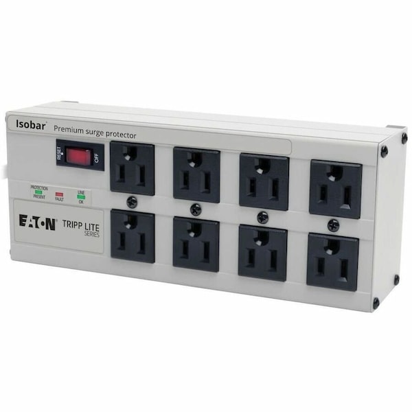 Tripp Lite Power Strip, Surge, 8 5-15R, 5-15P, 12 ft., Light Gray ISOTEL8 ULTRA - main
