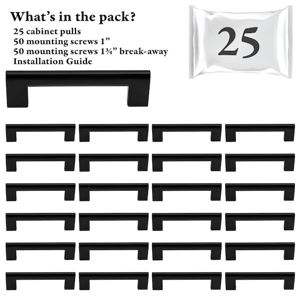 Designperfect 3-3/4'' Center-to-Center Bar Pull, 25PK DPA25S103BLK - main