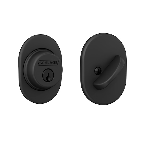 Schlage Residential Remsen Single Cylinder Deadbolt C Keyway with 12287 Latch and 10116 Strike Matte Black Finish B60RMN622 - main