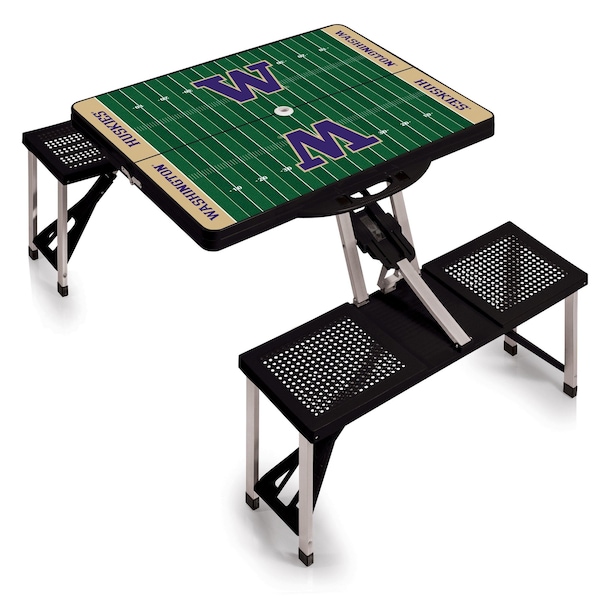Picnic Time Family Of Brands Washington Huskies - Football Field - Picnic Table Portable Folding Table, Black 811-00-175-625-0 - main