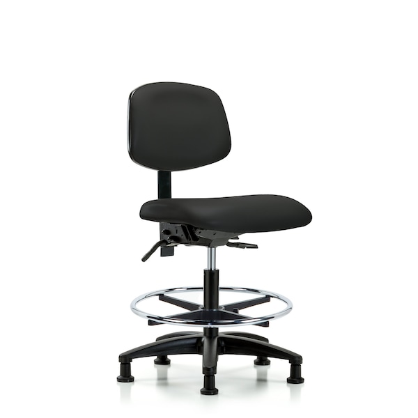 Blue Ridge Ergonomics Chair, Vinyl, Med Bench, CF Glides, Blk, No Arms, 22" to 29" Height, Black BR-VMBCH-RG-T0-A0-CF-RG-8540 - main