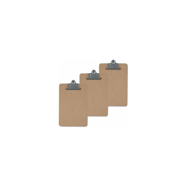 Universal Hardboard Clipboard, 1" Capacity, Holds 8 1/2 x 14, Brown, 3PK UNV40305VP - main