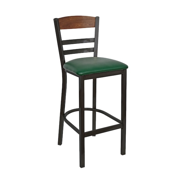 Bfm Seating Barrick Steel Wood Back Bar Stool - Grade 2 Upholstered Seat, Autumn Ash Back - Sand Black Finish 2165BVNS041-AASB - main