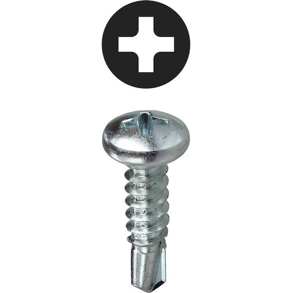 Dottie Self-Drilling Screw, #6-20 x 1 in, Zinc Plated Steel Pan Head Phillips Drive, 100 PK TEKPH61 - main