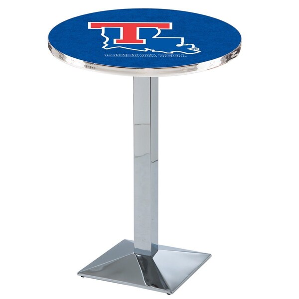 Holland Bar Stool Co 42" Chrome Louisiana Tech Pub Table, 36" dia. Top L217C4236LaTech - main