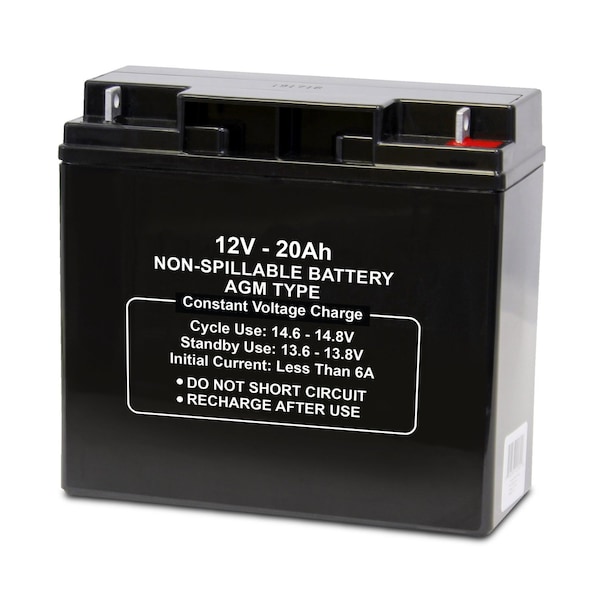 Upg Sealed Lead Acid Battery, 12VDC, 20Ah, T4 Tab terminal, replaces 2UKK8 battery 47020 - main