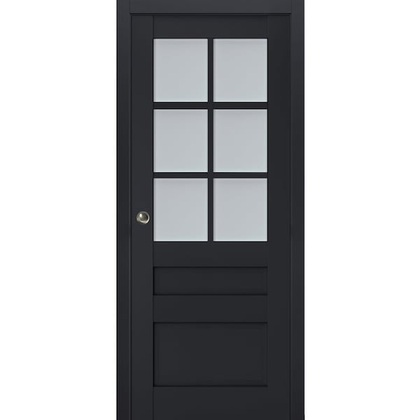 Sartodoors Sliding French Pocket Door with Frosted Glass 28x84 Solid Core Modern Interior VEREGIO7339PD-ANT-28 x 84 - main