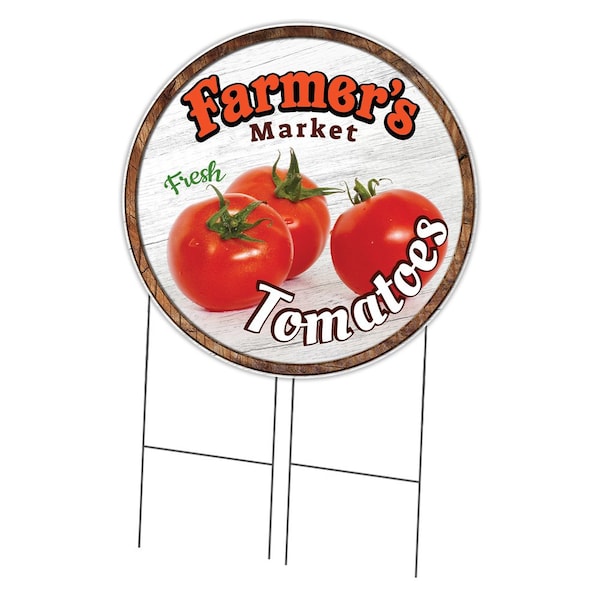 Signmission Farmers Market Tomatoes Double Sided Corrugated Plastic Circle Yard Sign, C-36-CIR-DS-WS-Tomatoes C-36-CIR-DS-WS-Tomatoes - main