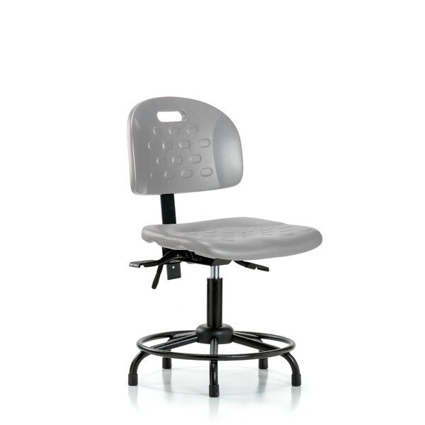 Blue Ridge Ergonomics Polyurethane Chair with Round Tube Base - Desk Height with Stationary Glides in Gray Polyurethane HPDHCH-RT-T0-A0-RG-GRY - main