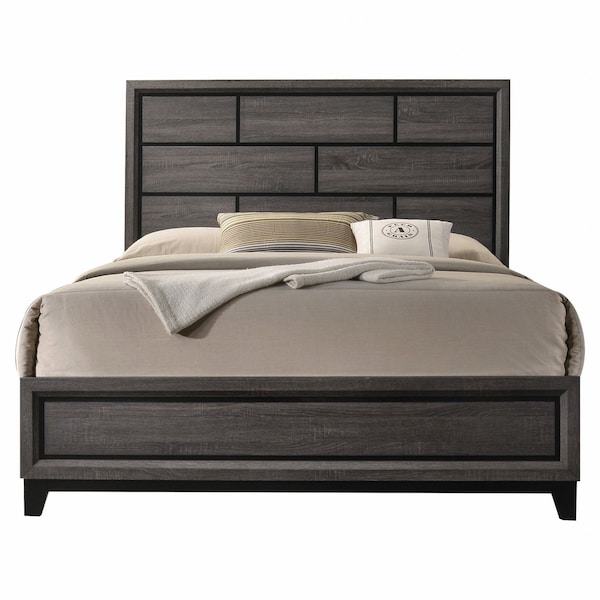Homeroots Gray Solid Wood Queen Bed Frame 318743 - main