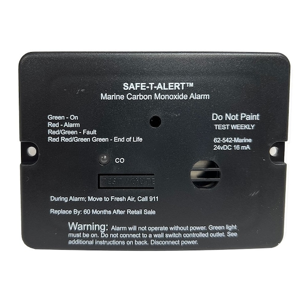 Safe-T-Alert 62 Series Carbon Monoxide Alarm - 24V Flush Mount - Black w/Relay 62-542-R-BL-24V - main