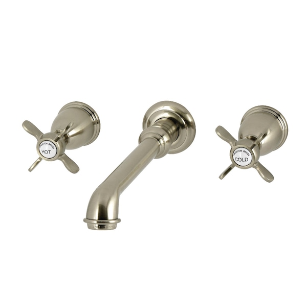 Kingston Brass Double-Handle Wall Mount Bathroom Faucet, Brushed Nickel KS7128BEX - main