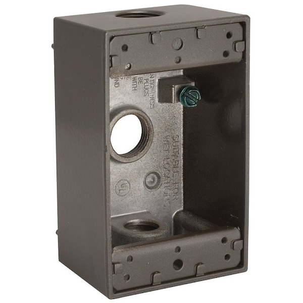 Hubbell Weatherproof Box, 3-Outlet, 1-Gang, Aluminum, Bronze, Powder-Coated 5320-2 - main