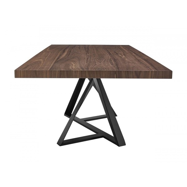 Homeroots 87" Walnut And Black Rectangular Manufactured Wood And Iron Dining Table 486040 - main