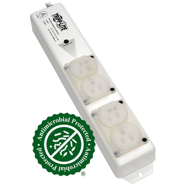 Tripp Lite Outlet Strip, Hospital Grade, 4 5-15R-HG, 5-15P-HG, 15 ft., White PS-415-HGULTRA - main
