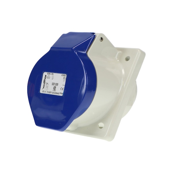 Walther-Werke Pin and Sleeve Receptacle, 30A, 3øY 120/208 or 230, 3 Phase, 3 Pole, Blue, NEMA Not Rated 530509 - main